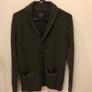 Dark green shawl collar cardigan